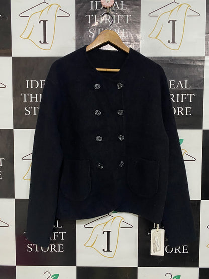REKAYYAI |M| BUST 22| A63| BLACK DOUBLE-BREASTED BUTTON-UP TECHNICAL UTILITY JACKET