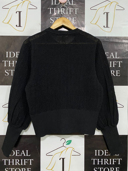 DECJUBA |M| BUST 19| A63| BLACK PEARL-BUTTON KNIT TECHNICAL UTILITY CARDIGAN