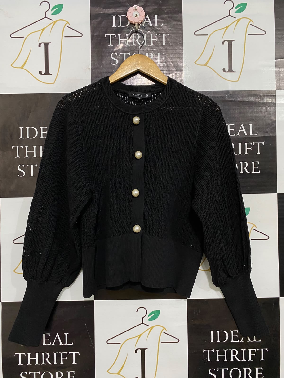 DECJUBA |M| BUST 19| A63| BLACK PEARL-BUTTON KNIT TECHNICAL UTILITY CARDIGAN