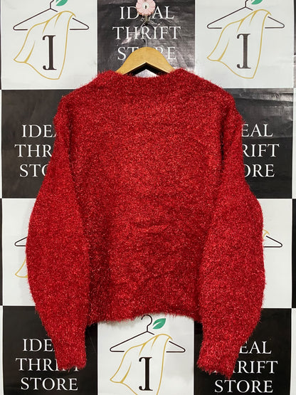 H&M |S| BUST 24| A63| RED METALLIC SPARKLE-KNIT TECHNICAL UTILITY SWEATER