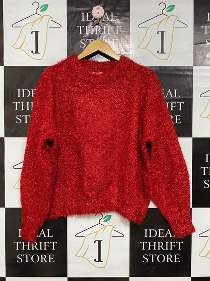 H&M |S| BUST 24| A63| RED METALLIC SPARKLE-KNIT TECHNICAL UTILITY SWEATER