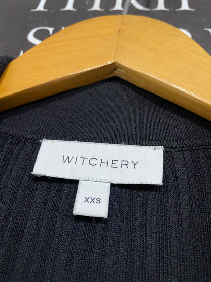 WITCHERY |XXS| BUST 12| A63| BLACK CONTRAST-TRIM POLO TECHNICAL UTILITY MIDI DRESS