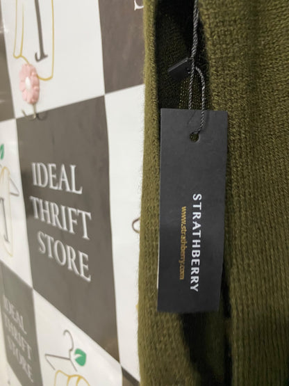 STRATHBERRY |XL| BUST 26| A62| OLIVE, CREAM, AND PURPLE COLORBLOCK HOODED PONCHO TECHNICAL UTILITY CAPE