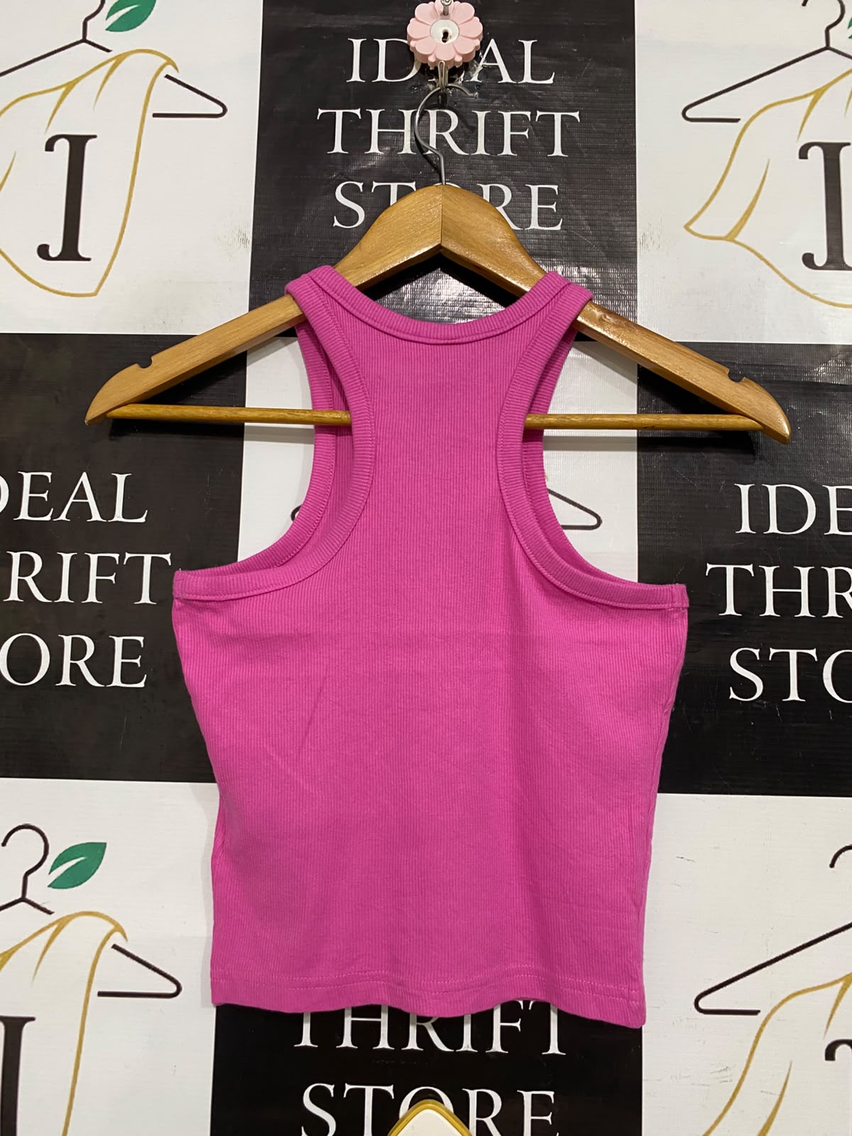 H&M |XS| BUST 13| A62| PINK RIBBED RACERBACK TECHNICAL UTILITY TANK TOP