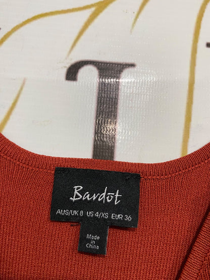 BARDOT |XS| BUST 13| A62| RUST-ORANGE RIBBED SCOOP-NECK TECHNICAL UTILITY TANK TOP