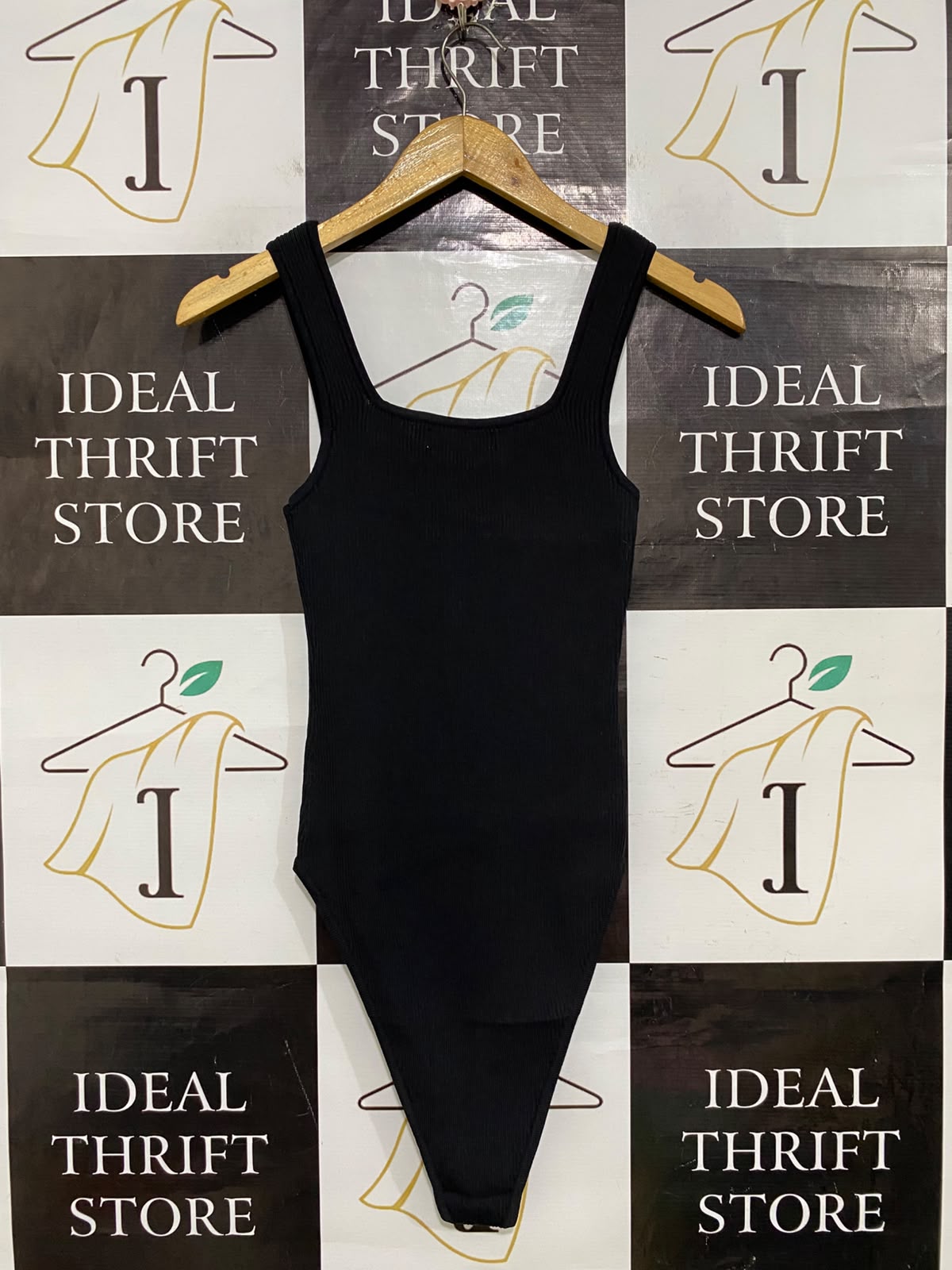 STYLE STATE |S/M| BUST 12| A62| BLACK RIBBED SCOOP-NECK TECHNICAL UTILITY BODYSUIT