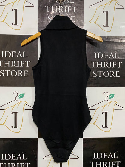 MESHKI |S| BUST 14| A62| BLACK TURTLENECK SLEEVELESS TECHNICAL UTILITY BODYSUIT