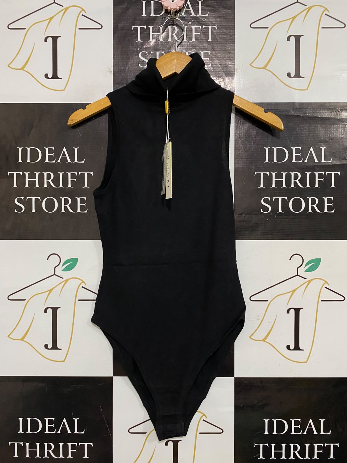 MESHKI |S| BUST 14| A62| BLACK TURTLENECK SLEEVELESS TECHNICAL UTILITY BODYSUIT