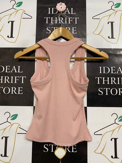 FLOREYA |XS| BUST 13| A62| DUSTY PINK RIBBED RACERBACK TECHNICAL UTILITY TANK TOP