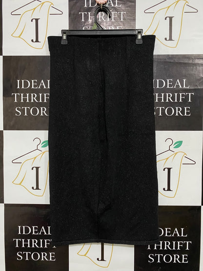 RALPH LAUREN |L| WAIST 32| A62| BLACK METALLIC KNIT TECHNICAL UTILITY MIDI SKIRT