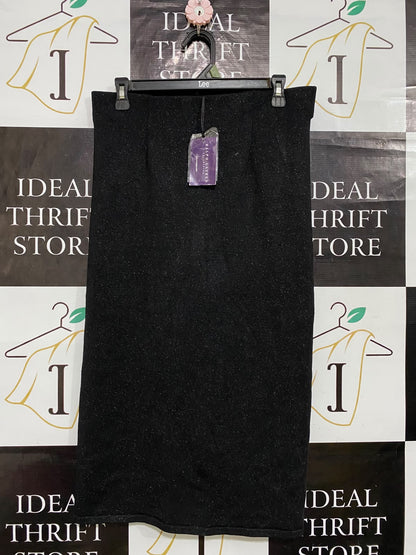 RALPH LAUREN |L| WAIST 32| A62| BLACK METALLIC KNIT TECHNICAL UTILITY MIDI SKIRT