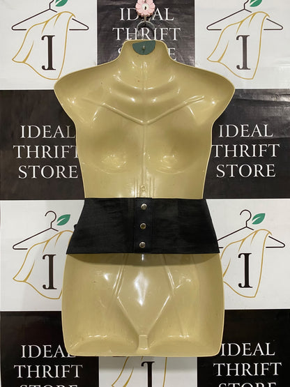 JASGOOD |S| BUST 15| A62| BLACK FAUX-LEATHER LACE-UP TECHNICAL UTILITY CORSET BELT
