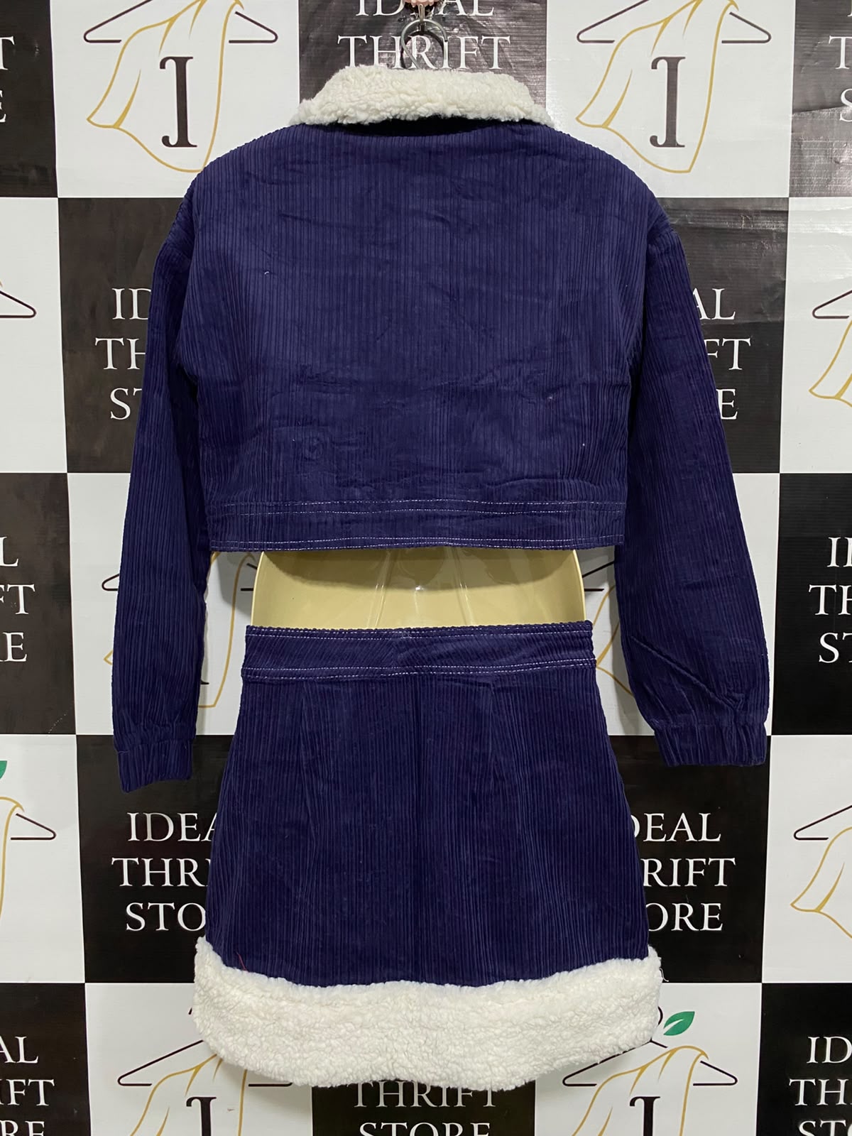 FRUNWAY |S| A62| PURPLE CORDUROY SHERPA-TRIM TECHNICAL UTILITY TWO-PIECE SET
