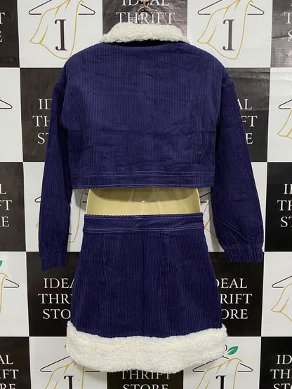 FRUNWAY |S| A62| PURPLE CORDUROY SHERPA-TRIM TECHNICAL UTILITY TWO-PIECE SET