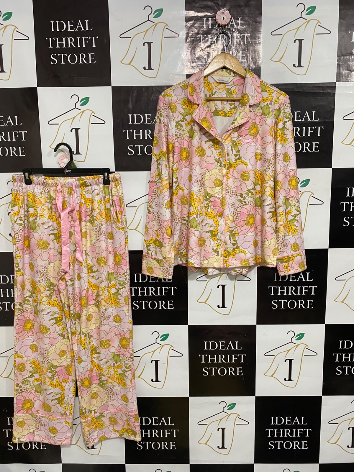 PETERALEXANDER |S| A62| PINK FLORAL PRINT TECHNICAL UTILITY PAJAMA SET