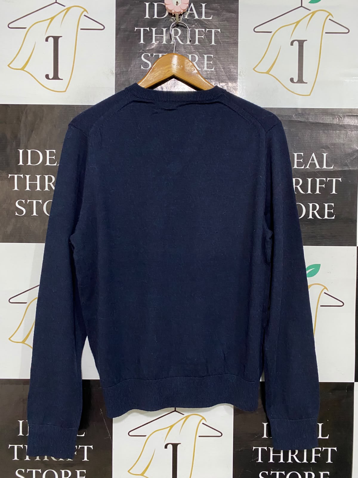 SPORTS CRAFT |M| BUST 20| A62| NAVY V-NECK TECHNICAL UTILITY KNIT SWEATER