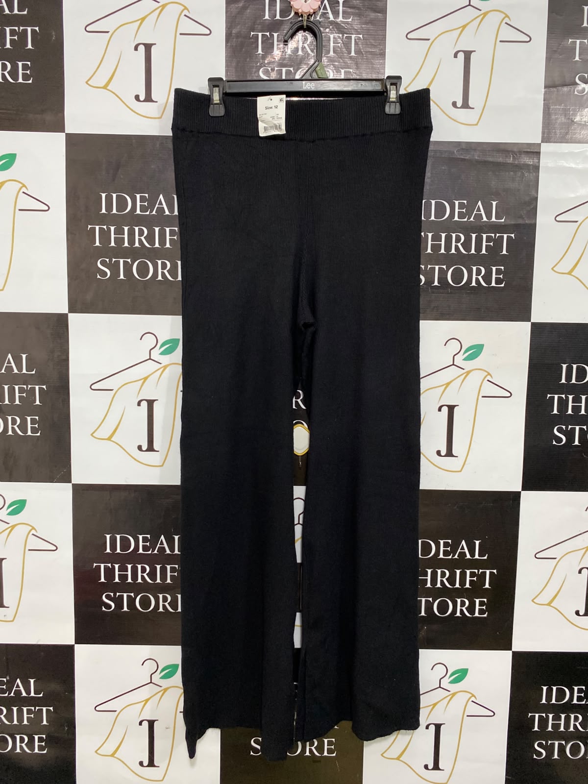 ANKO |L| WAIST 32| A62| BLACK RIBBED WIDE-LEG TECHNICAL UTILITY TROUSERS