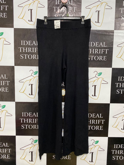 ANKO |L| WAIST 32| A62| BLACK RIBBED WIDE-LEG TECHNICAL UTILITY TROUSERS