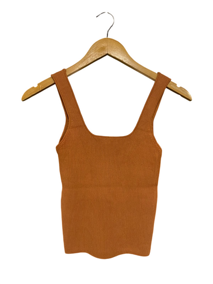 SHEIKE |XS| BUST 11| A63| CAMEL SQUARE-NECK RIBBED TECHNICAL UTILITY TANK TOP