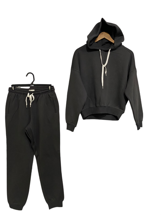 NUDELUCY |XS| A63| DARK GREY OVERSIZED HOODIE AND JOGGER  SET