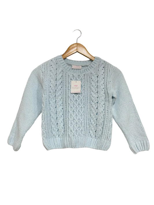 MANGO |XS| BUST 14| A63| LIGHT BLUE CABLE-KNIT SWEATER