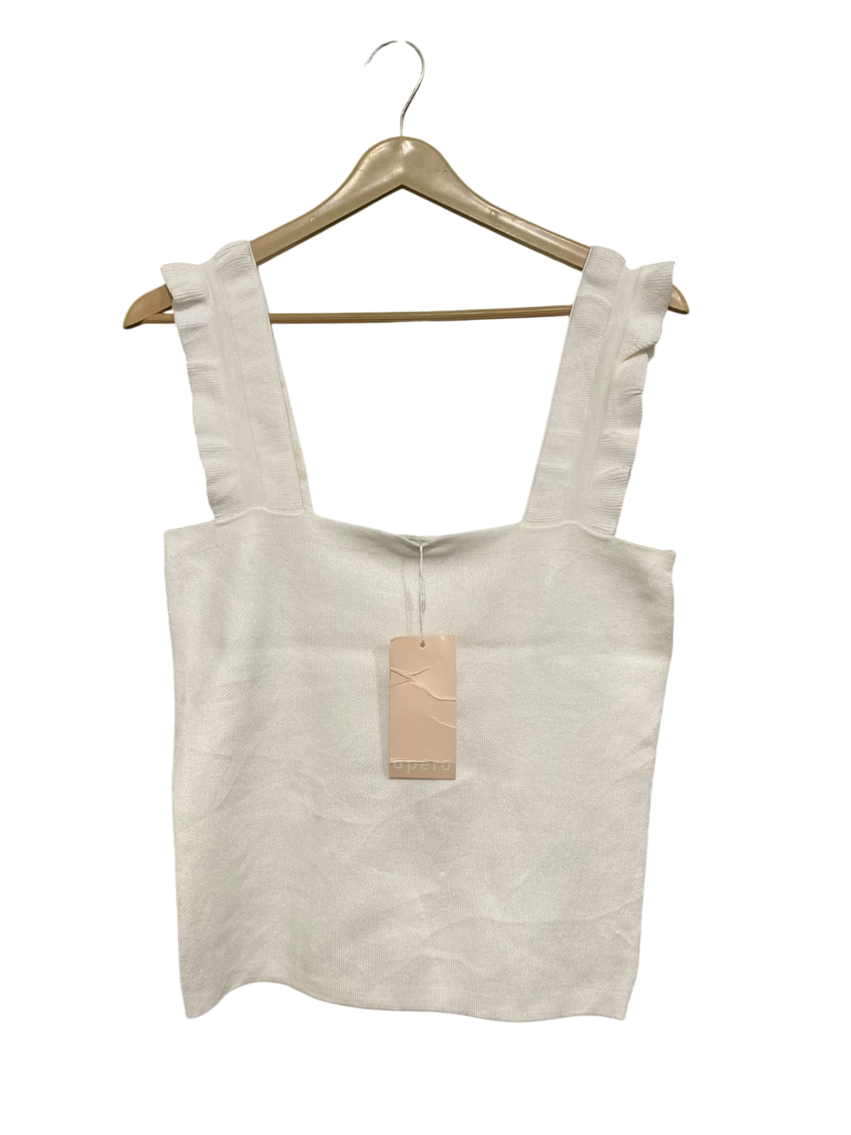 APERO |XS| BUST 16| A63| WHITE RUFFLE-STRAP TECHNICAL UTILITY TANK TOP