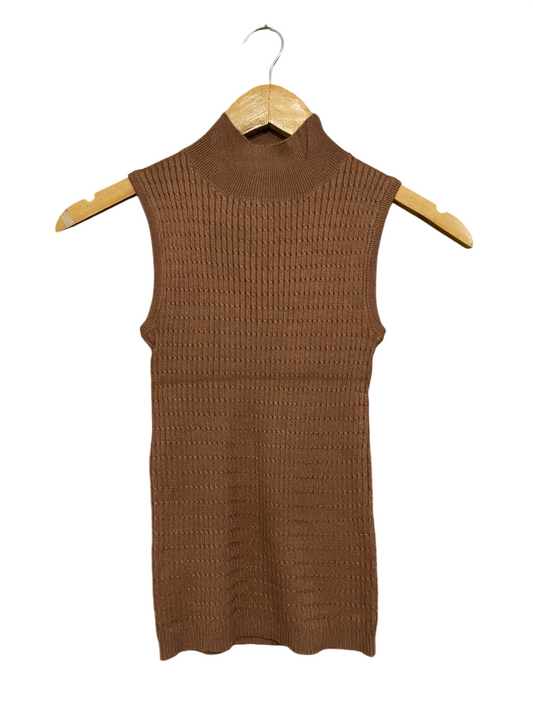 ANKO |S| BUST 10| A63| BROWN MOCK-NECK TEXTURED  TANK TOP