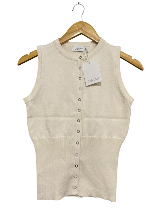 TUSSAH |S| BUST 12| A63| CREAM SNAP-FRONT TANK TOP