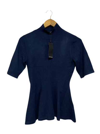 PORTMANS |S| BUST 15| A63| NAVY MOCK-NECK PEPLUM-HEM TECHNICAL UTILITY TEE