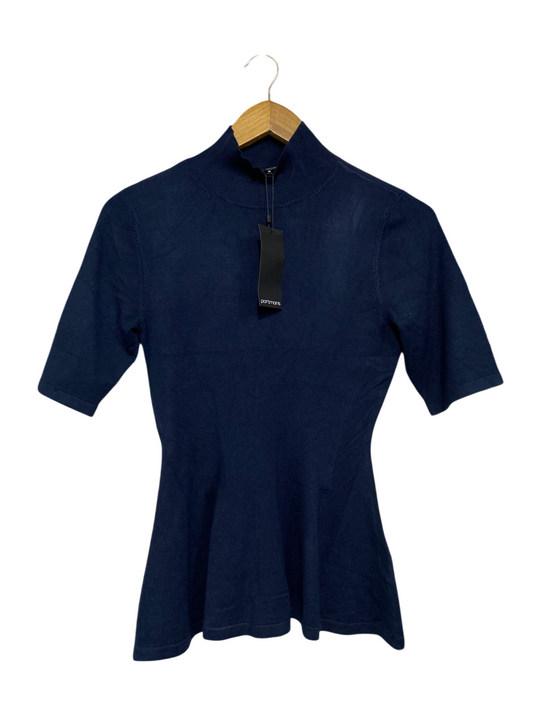 PORTMANS |S| BUST 15| A63| NAVY MOCK-NECK PEPLUM-HEM  TEE
