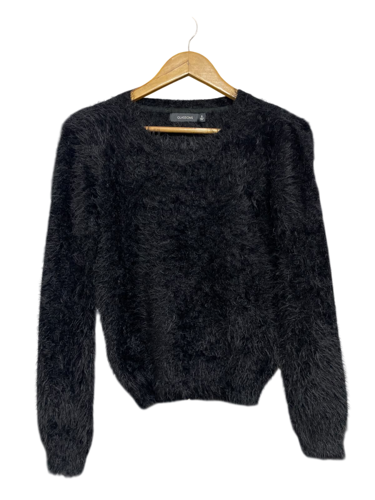 GLASSONS |S| BUST 17| A63| BLACK FUZZY TEXTURED TECHNICAL UTILITY SWEATER