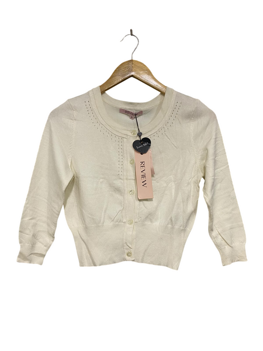REVIEW |M| BUST 16| A63| CREAM KNIT BUTTON-FRONT CARDIGAN