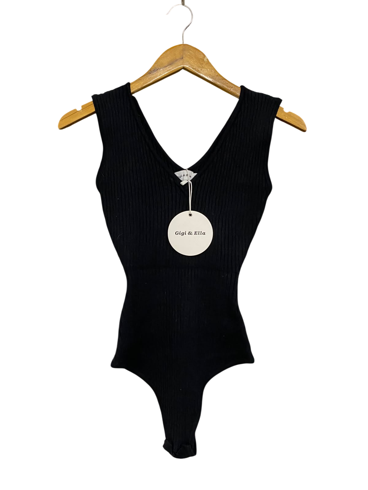 GIGI & ELLA |M| BUST 13| A63| BLACK RIBBED V-NECK TECHNICAL UTILITY BODYSUIT