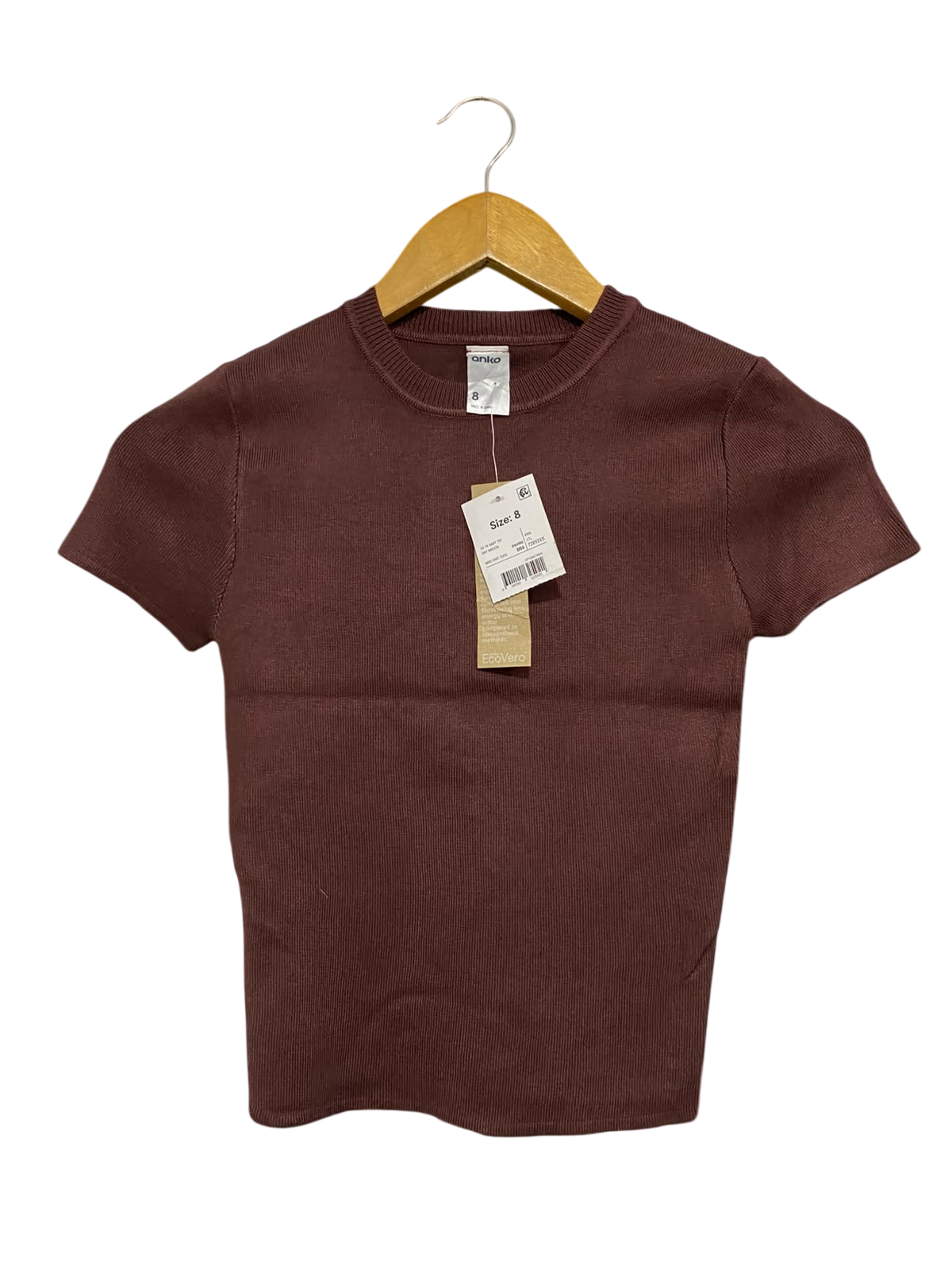 ANKO |S| BUST 12| A63| BURGUNDY RIBBED SHORT-SLEEVE TECHNICAL UTILITY TEE