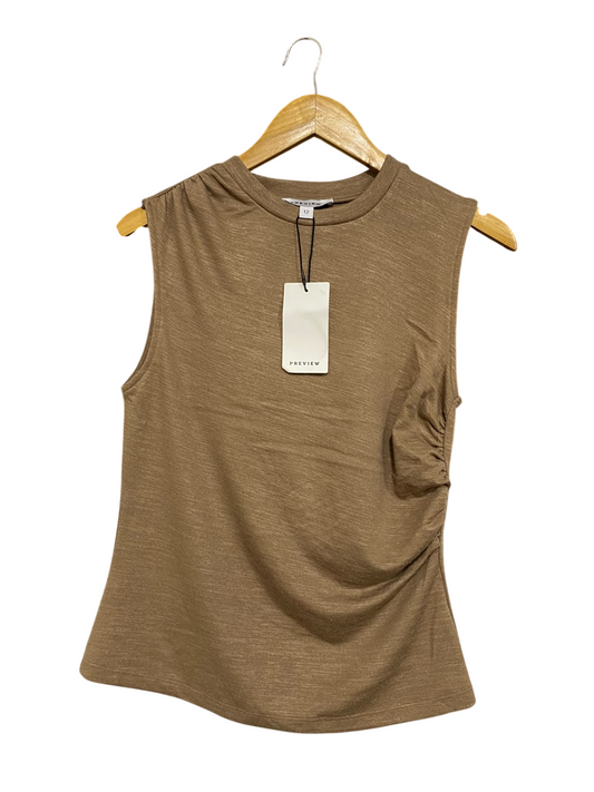 PREVIEW |M| BUST 17| A63| BROWN RUCHED-SIDE  TANK TOP