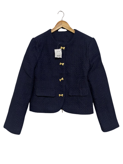 ANKO |M| BUST 20| A64| NAVY BLUE TWEED BOW-BUTTON TECHNICAL UTILITY JACKET
