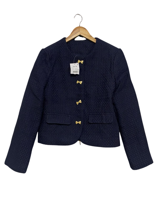 ANKO |M| BUST 20| A64| NAVY BLUE TWEED BOW-BUTTON TECHNICAL UTILITY JACKET