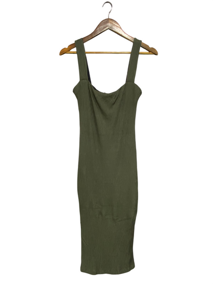 KOOKAI |S| BUST 14| A64| OLIVE GREEN RIBBED TANK-STYLE TECHNICAL UTILITY MIDI DRESS