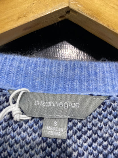 SUZANNEGRAE |S| BUST 21| A64| GRAE BLUE LEOPARD-PRINT TECHNICAL UTILITY KNIT SWEATER