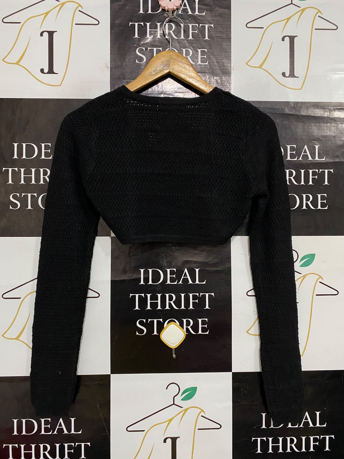 GLASSONS |XS| BUST 15| A64| BLACK TEXTURED TECHNICAL UTILITY BOLERO SHRLUG