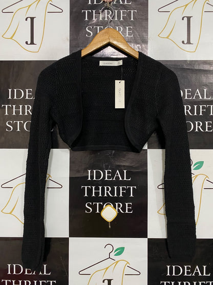 GLASSONS |XS| BUST 15| A64| BLACK TEXTURED TECHNICAL UTILITY BOLERO SHRLUG