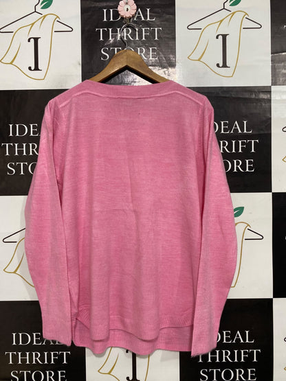 SUZANNEGRAE |L| BUST 20| A64| GRAE PINK CREWNECK TECHNICAL UTILITY KNIT SWEATER