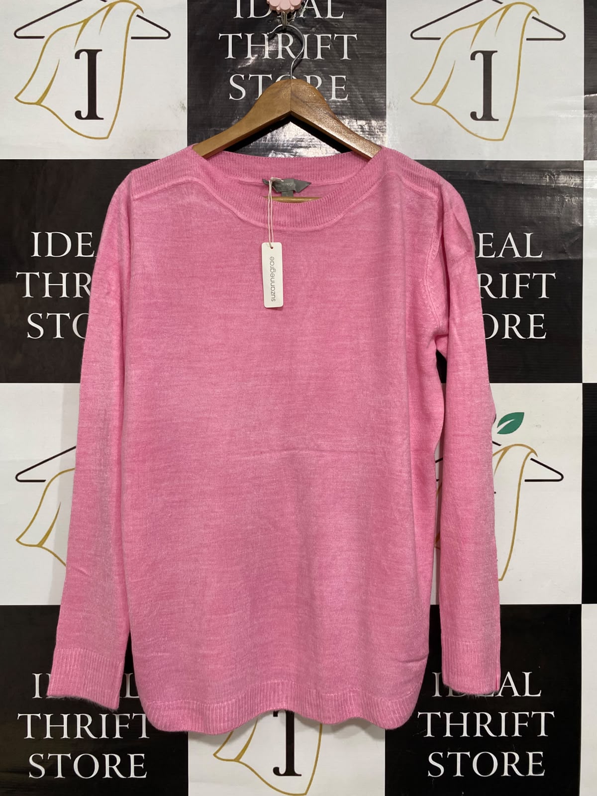 SUZANNEGRAE |L| BUST 20| A64| GRAE PINK CREWNECK TECHNICAL UTILITY KNIT SWEATER
