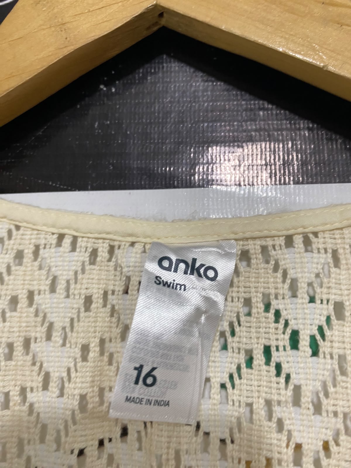 ANKO |L| BUST 20| A64| CREAM OPEN-KNIT TIE-FRONT TECHNICAL UTILITY MIDI DRESS
