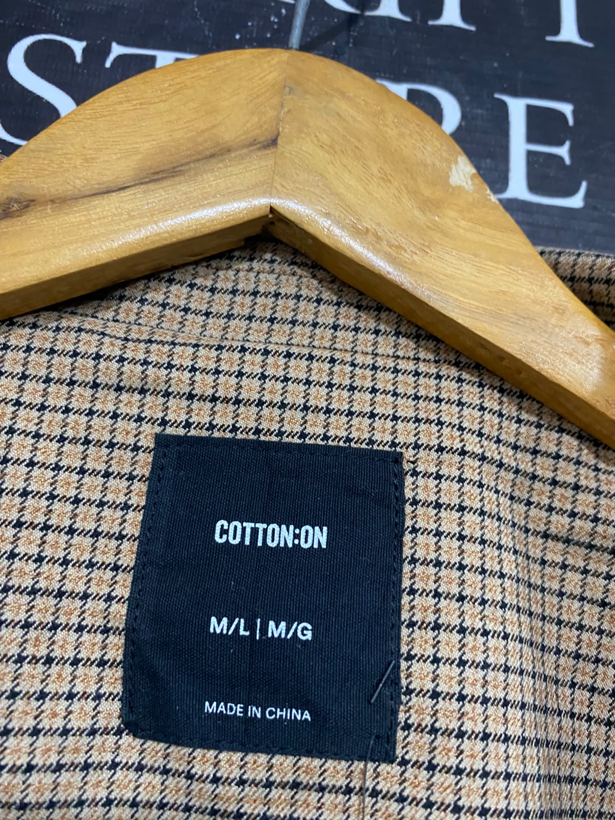 COTTON ON |M| BUST 21| A64| BROWN PLAID CROPPED TECHNICAL UTILITY BLAZER