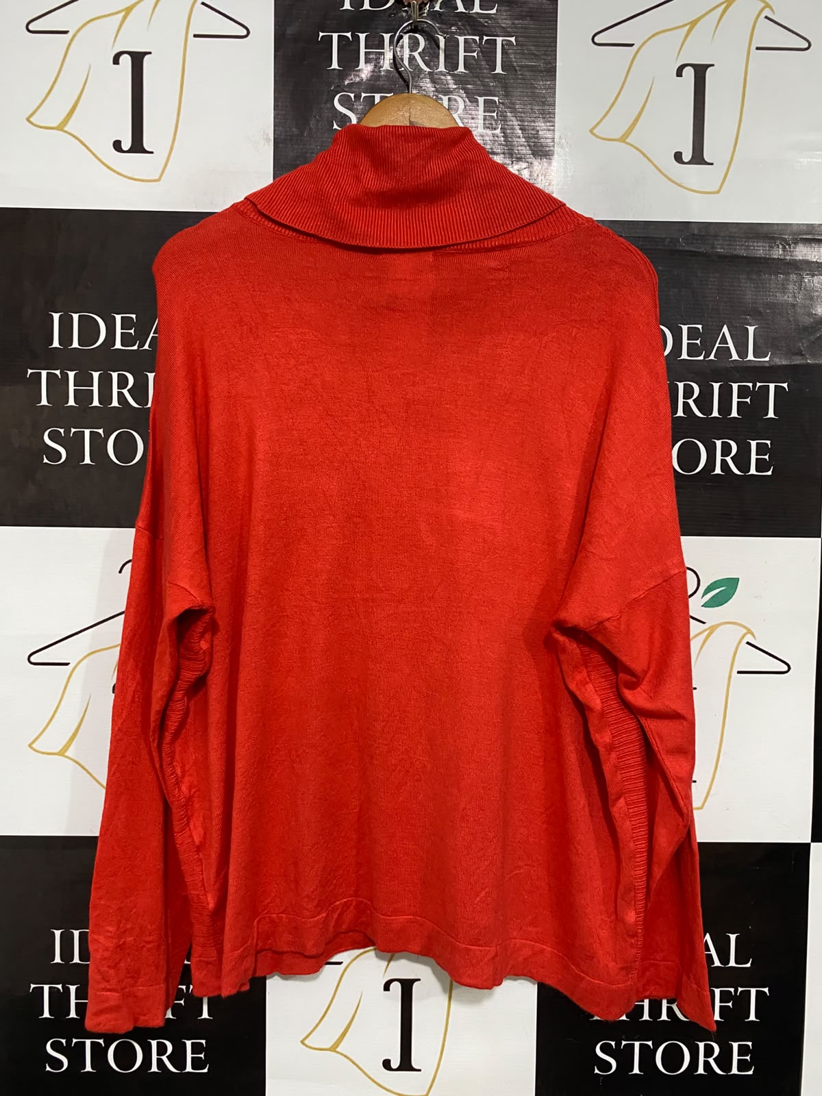 W LANE |XL| BUST 25| A64| RED COWL-NECK TECHNICAL UTILITY KNIT SWEATER