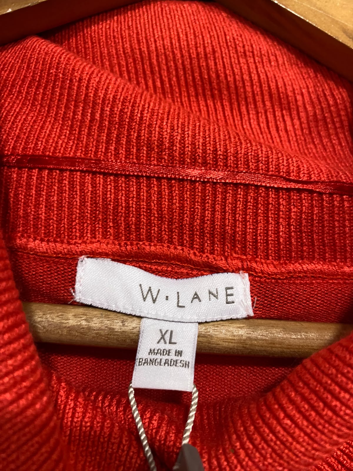 W LANE |XL| BUST 25| A64| RED COWL-NECK TECHNICAL UTILITY KNIT SWEATER