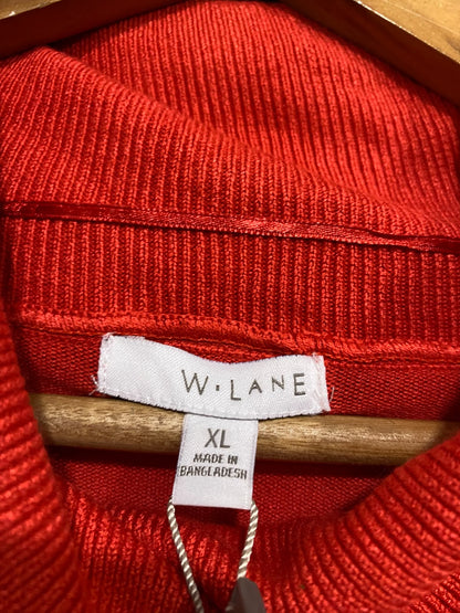 W LANE |XL| BUST 25| A64| RED COWL-NECK TECHNICAL UTILITY KNIT SWEATER