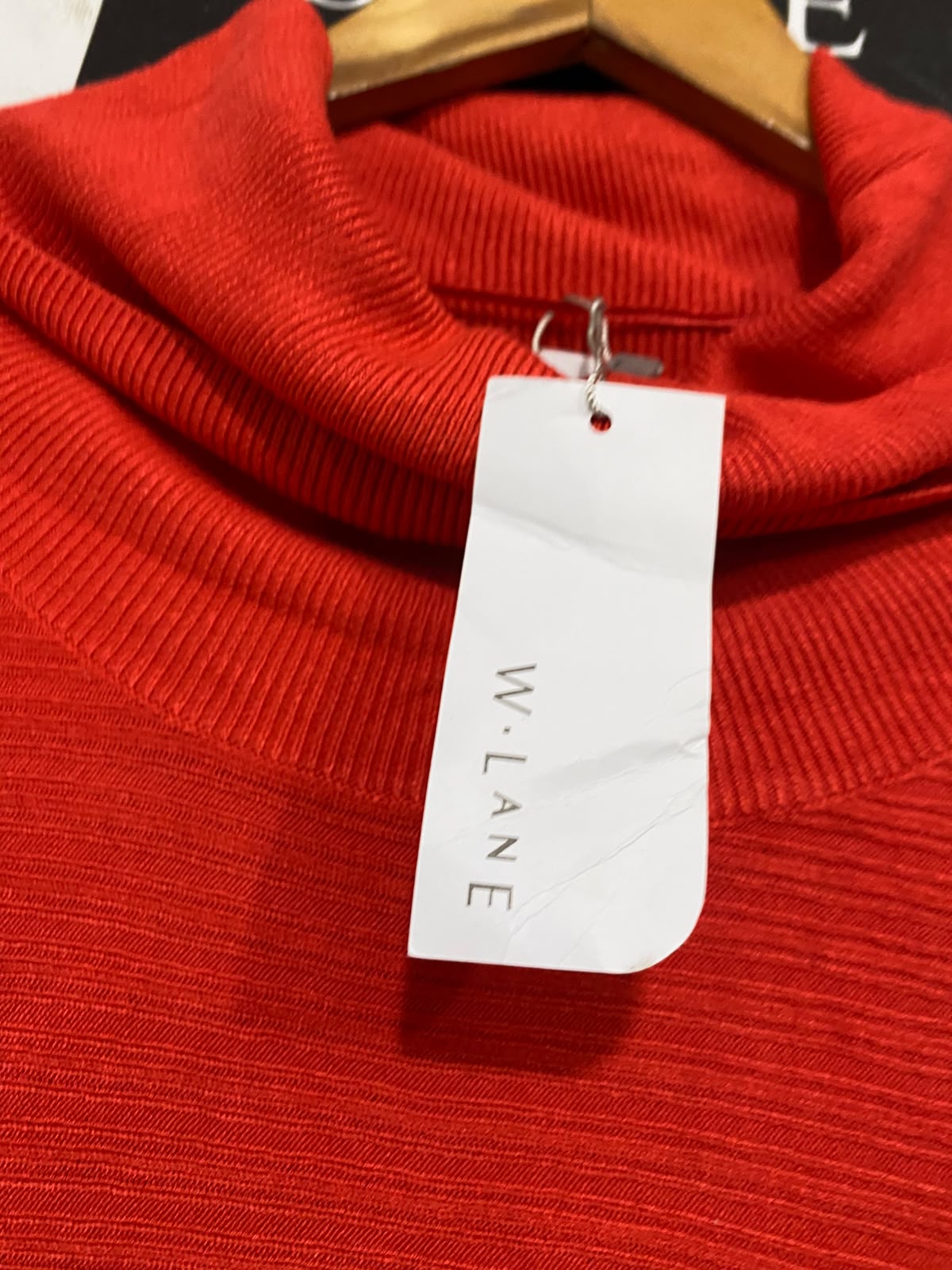 W LANE |XL| BUST 25| A64| RED COWL-NECK TECHNICAL UTILITY KNIT SWEATER
