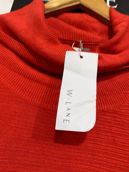 W LANE |XL| BUST 25| A64| RED COWL-NECK TECHNICAL UTILITY KNIT SWEATER